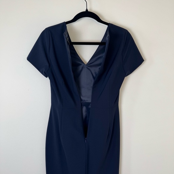 J. Crew Cap-Sleeve V-Neck Midi Dress | Italian Stretch Wool | Blue | Size 0 - Picture 12 of 15